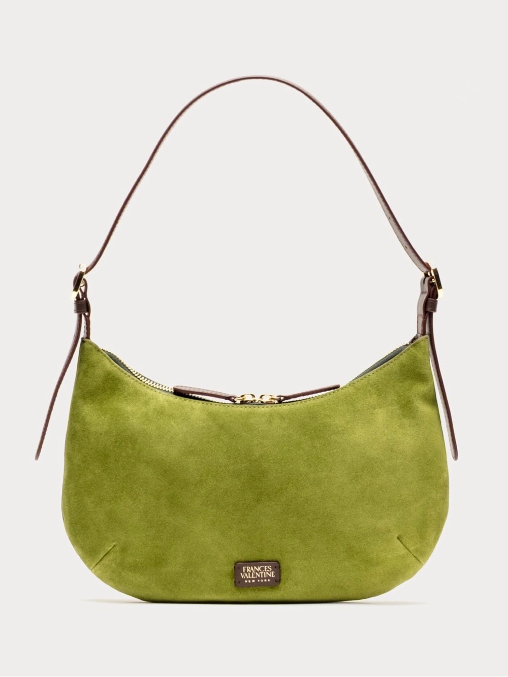Frances Valentine Green Suede Shoulder Bag